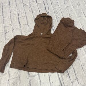 Cozy Brown Hooded Sweater and Matching Pants Set